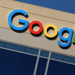 Google logo on office building in Irvine, California