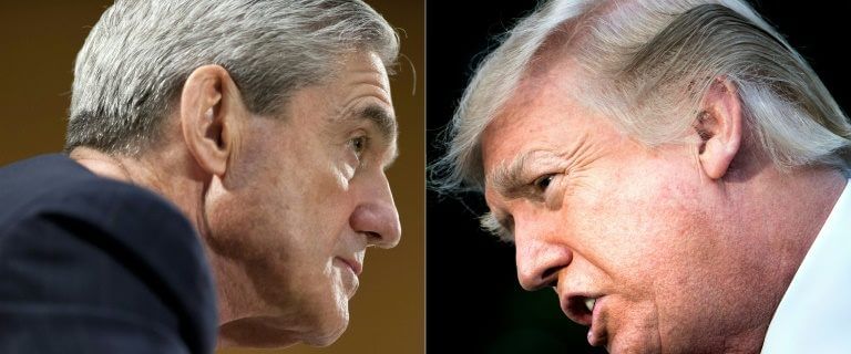 A gauche, le procureur spécial Robert Mueller (photo prise le 19 juin 2013 à Washington), à droite, le président américain Donald Trump