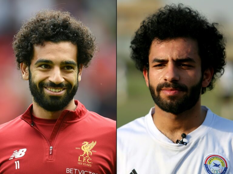 Mohamed Salah (G) et le joueur irakien Hussein Ali (D) 