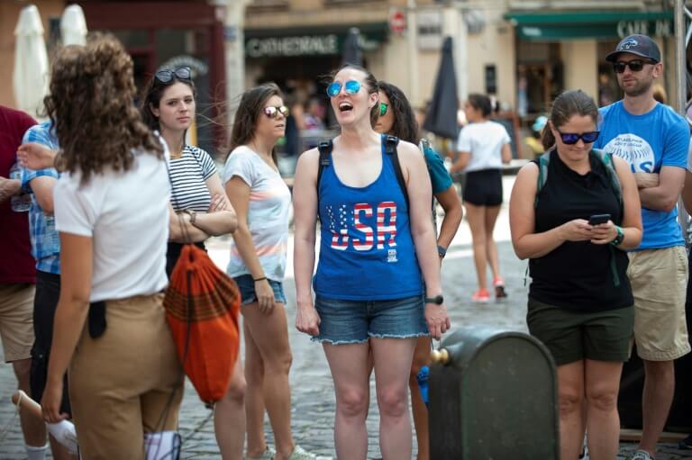 Les supporters américains dans les rues de Lyon, le 2 juillet 2019 la demi-finale contre l'Angleterre