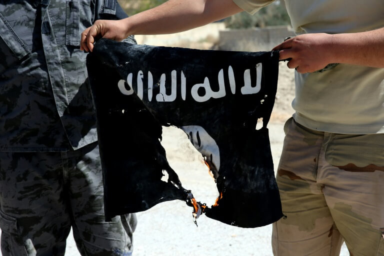 Le drapeau du groupe jihadiste Etat islamique
