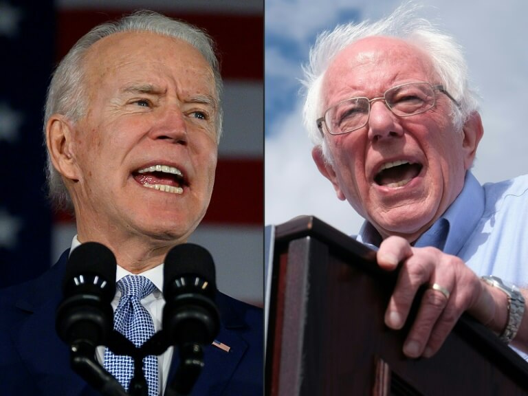 Joe Biden (gauche) et Bernie Sanders (droite)