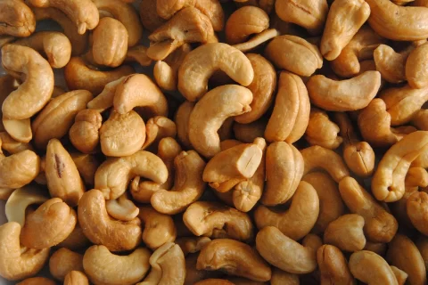 Pile of cashew nuts.